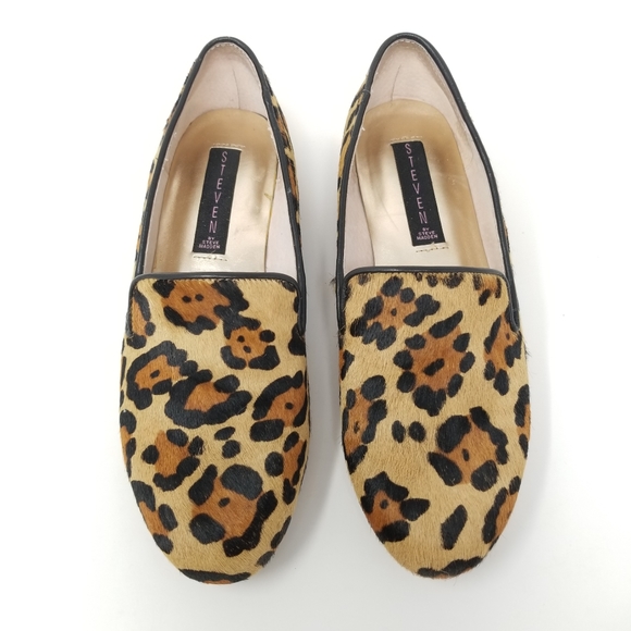 Steven by Steve Madden Leopard Pony Hair Loafers 7 - Picture 2 of 8